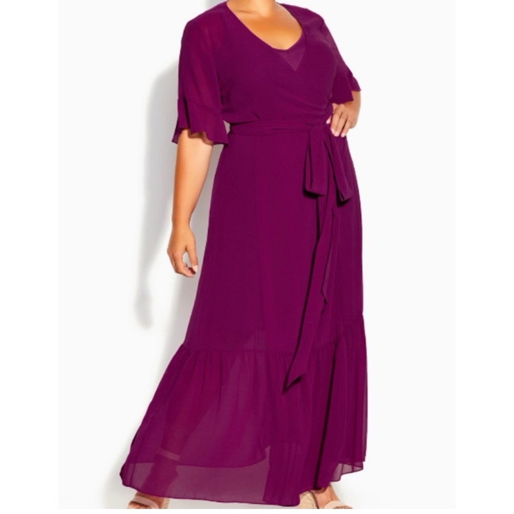 City chic Elegant Purple Wrap dress. Size XS/14